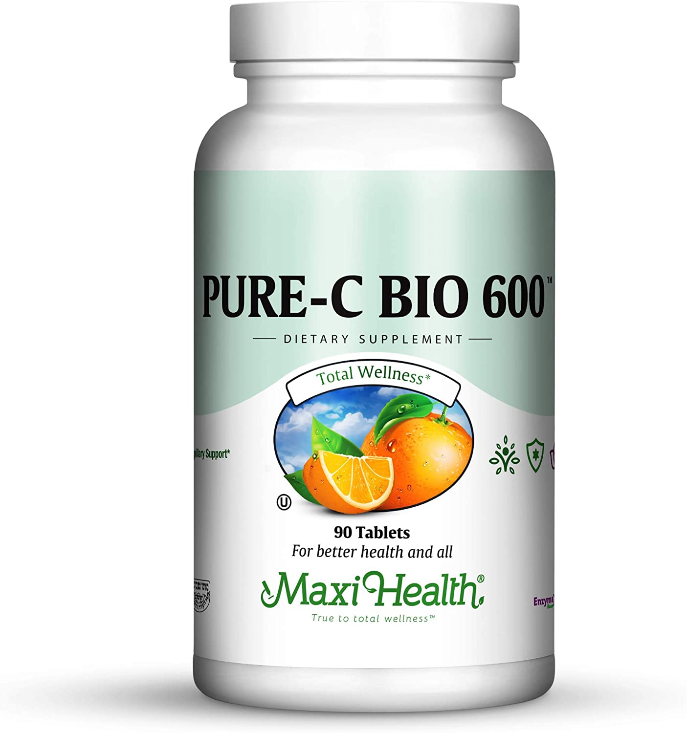 Maxi Health Pure-C-Bio 600 - with Bioflavonoids - Immune & Capillary Support - 90 Tablets -