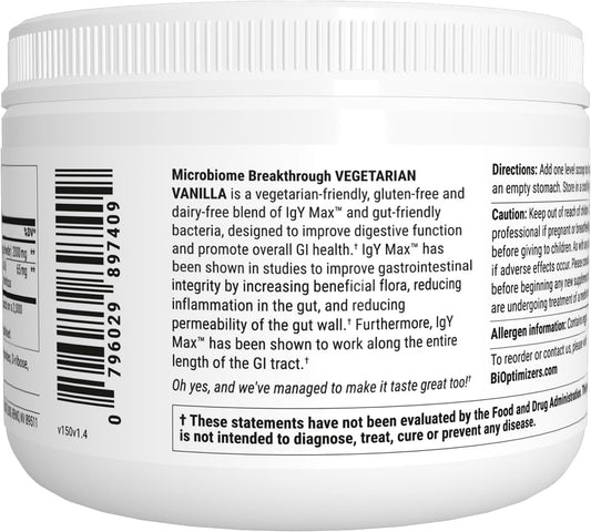 Microbiome Breakthrough Repair Powder - Vegetarian Vanilla - Contains 5.3 Ounces