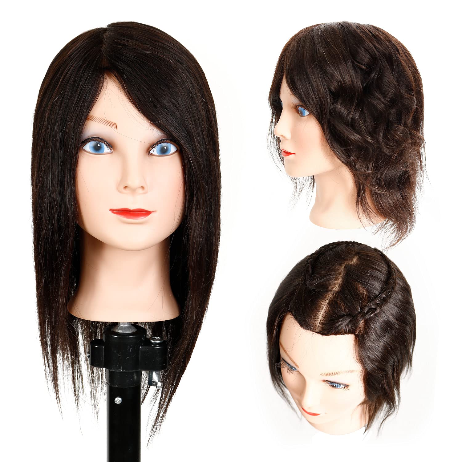 STUDIO LIMITED 100% Human Hair Mannequin Head Cosmetology Barber Salon Practice Mannequin Personal Student Tool (12'' Female)