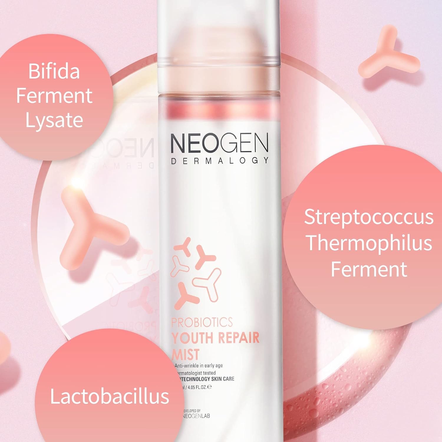 DERMALOGY by NEOGENLAB Probiotics Youth Repair Mist 4.05 Fl Oz (120ml)