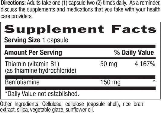 Country Life Benfotiamine With Thiamin, Nerve Health Support, 150Mg, 60 Vegetarian Capsules, Certified Gluten Free, Cert