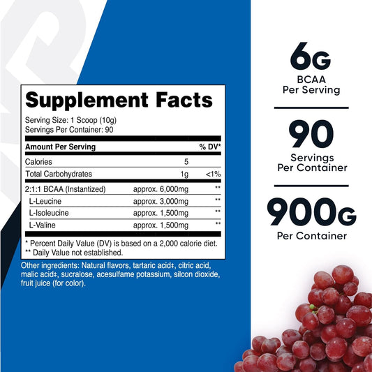 Nutricost BCAA Powder (Grape, 90 Servings) - Optimal 2:1:1 Ratio, Vegetarian, Non-GMO