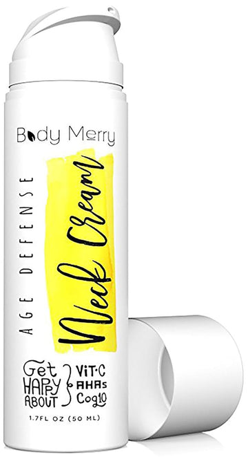 Body Merry Age Defense Neck Cream – Anti-Aging Treatment for Wrinkles and Double Chin Lines – Firming and Tightening Skin Moisturizer for Face, Neck and Chest, 1.7