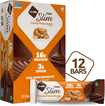 NuGo Slim Dark Chocolate Crunchy Peanut Butter, 17g Vegan Protein, 3g 1.15 Pounds