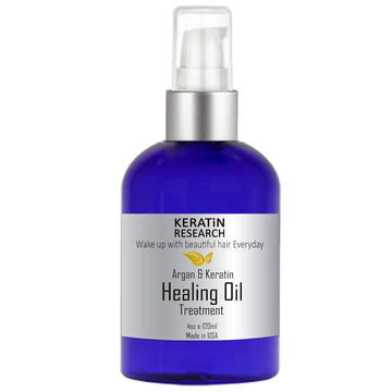 Keratin and Argan Damaged Hair Serum Repairing & Healing Oil Treatment Rejuvenates Nourishes adds shine & Conditions Hair Instantly 4 Large bottle lasts for months