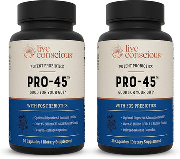 Live Conscious PRO45: Probiotic Formula, 45 Billion CFU, 11 Comprehens3.21 Ounces