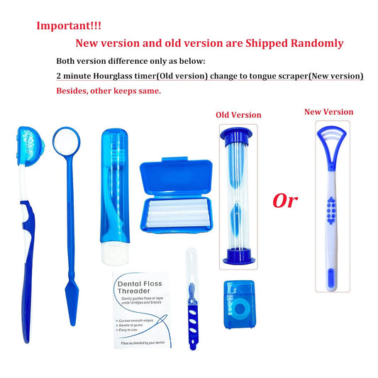 HRASY Portable Orthodontic Oral Care Kit for Braces - Interdental Brush Dental Wax Dental oss Toothbrush Cleaning Kit(Blue)