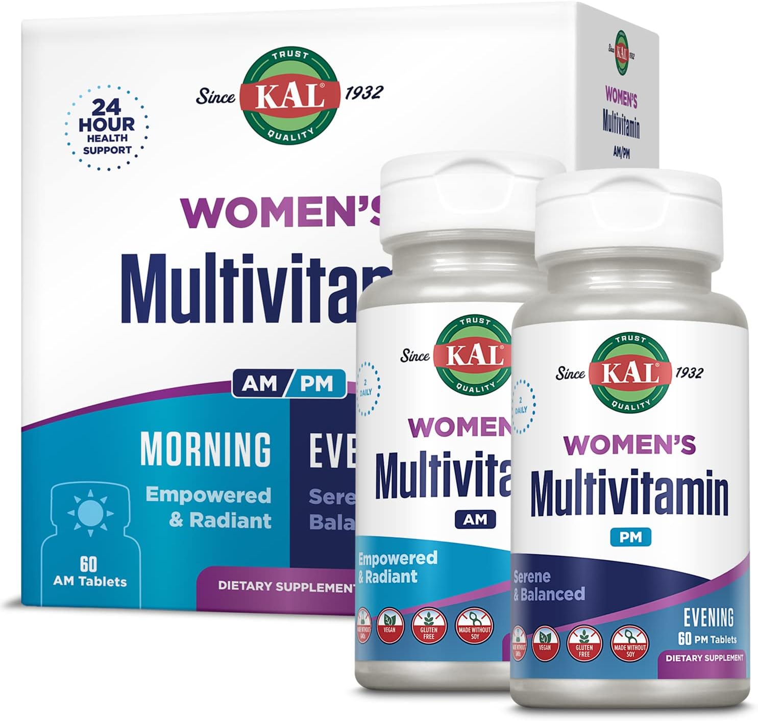 KAL Women's Multivitamin AM/PM, 2-in-1 Multivitamins for Women with As