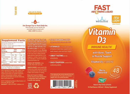 Nature'S Way Vitamin D3 Liquid, Immune Health, Bone, Teeth & Muscle Su