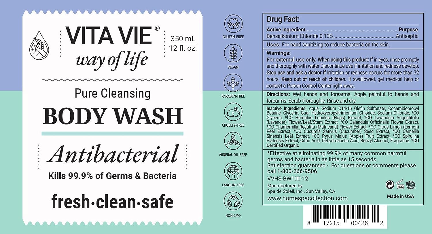 Esupli.com  VITA VIE Antibacterial Body Wash, 12 