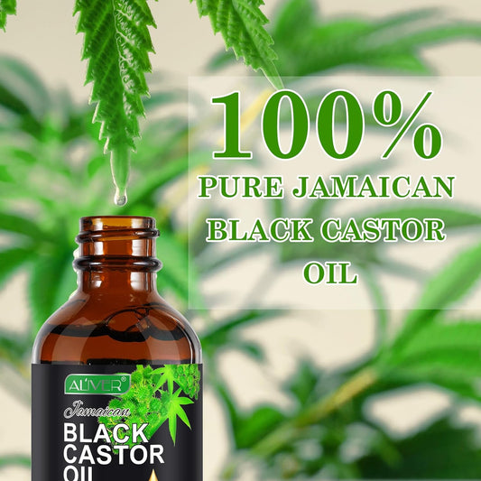 APCKFLEE Jamaican Black Castor Oil, Organic Castor Oil, Cold Pressed Unrefined Oil for Stimulating Hair Growth, Luscious