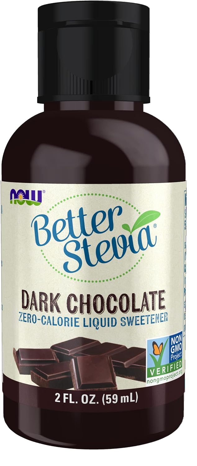NOW Foods, Better Stevia Liquid, Dark Chocolate, Zero-Calorie Liquid Sweetener, Low Glycemic Impact, Certified Non-GMO,