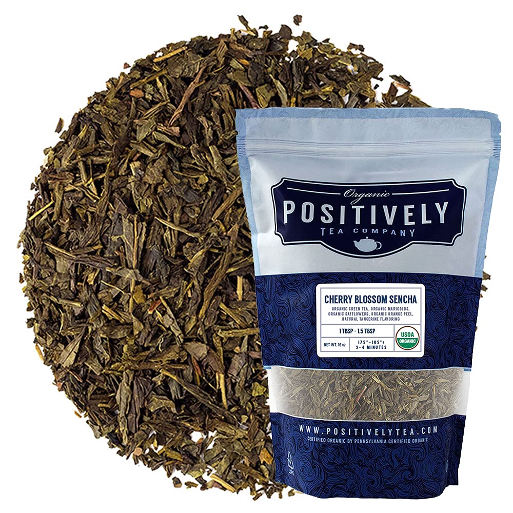 Organic Positively Tea Company, Cherry Blossom Sencha, Green Tea, Loose Leaf