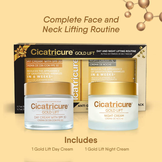 Cicatricure Gold Lift Anti Gravitational Wrinkles Day and Night Cream Bundle Gift Pack, 1.7  ( Pack of 2)