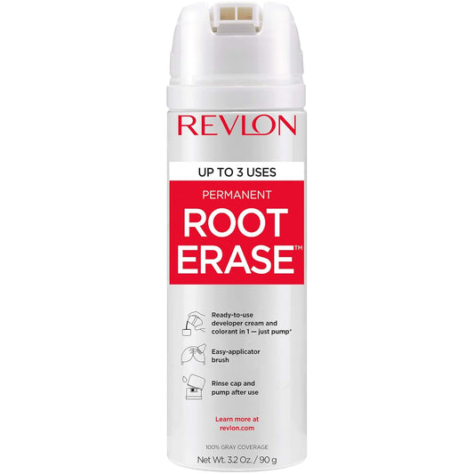 Revlon Permanent Hair Color, Permanent Hair Dye, At-Home Root Erase with Applicator Brush for Multiple Use, 100% Gray Coverage, Dark Auburn/ Reddish Brown (4R), 3.2