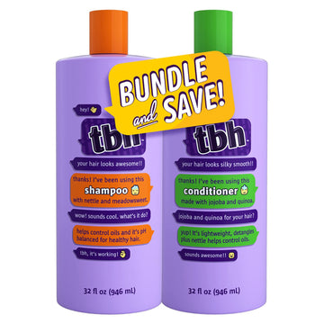 TBH Teen and Kids Shampoo and Conditioner Set - Shampoo and Conditioner for Oily Hair - Sulfate, Paraben Free - 32  (2 Pack)
