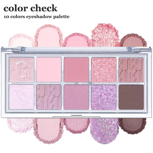 MAY FOLTREN Pink Nude Eyeshadow Eye Shadow Makeup Palettes,10 Colors Eyeshadow Palette, High Pigmented Waterproof Blendable Long Lasting Eye Palette (14#)