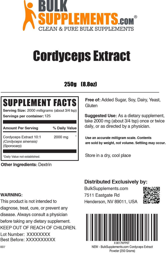 BULKSUPPLEMENTS.COM Cordyceps Mushroom Extract Powder - Cordyceps Powd