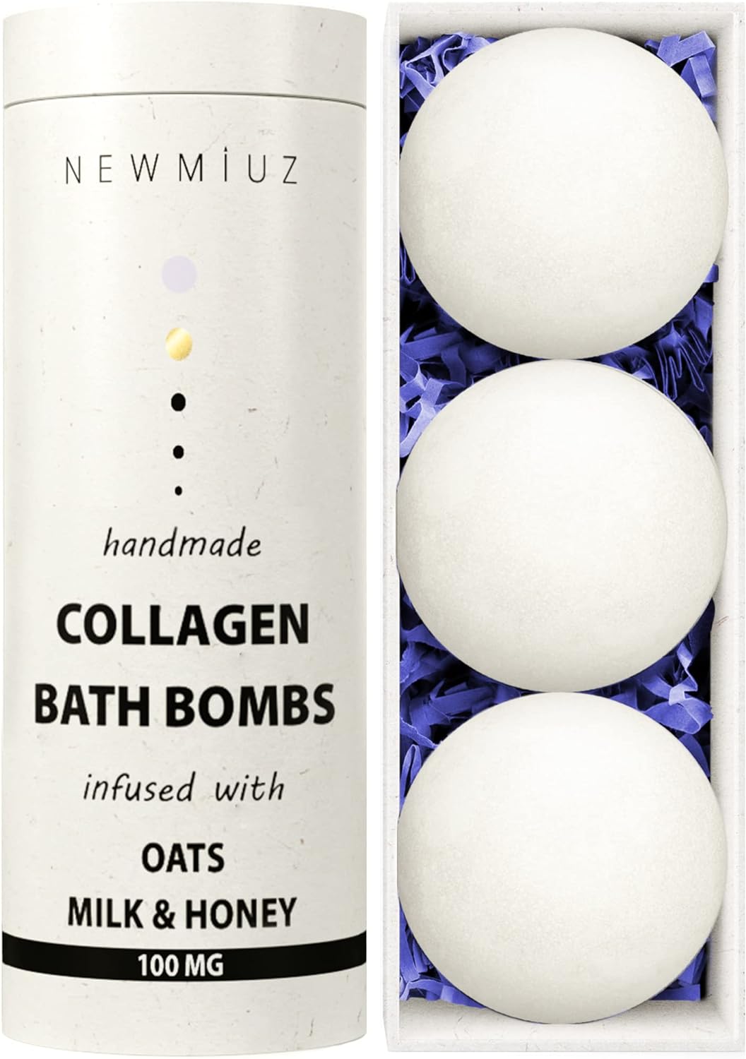 Creamy Collagen Bubble Bath Bombs Infused with Oatmeal Milk & Honey - Essential Luxurious Bath Additives for Dry Skin Nourishment - Indulge in A Blissful Bathing Experience with Our Relaxing Gift Set