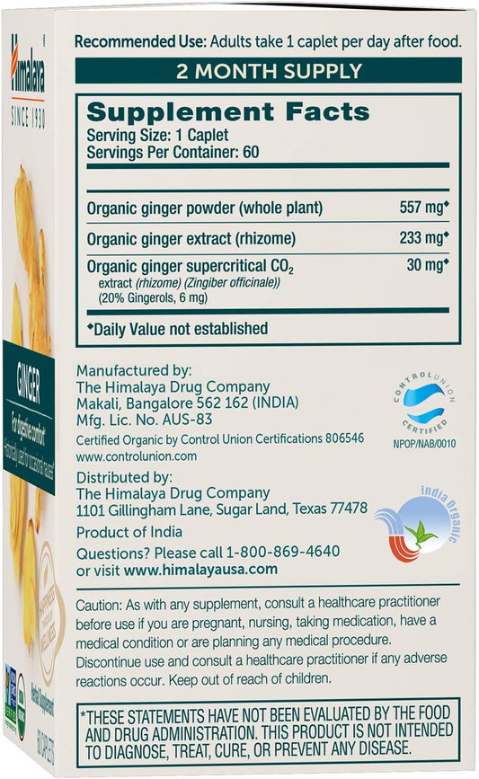 Himalaya Organic Ginger Supplement Equivalent to 4,766 mg of Ginger Po