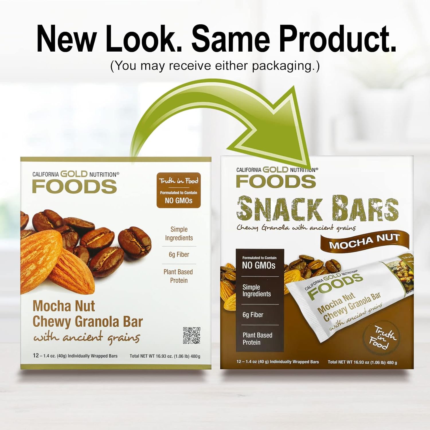 FOODS - Mocha Nut Chewy Granola Bars, 12 Bars, 1.4 oz (40 g) Each, Cal