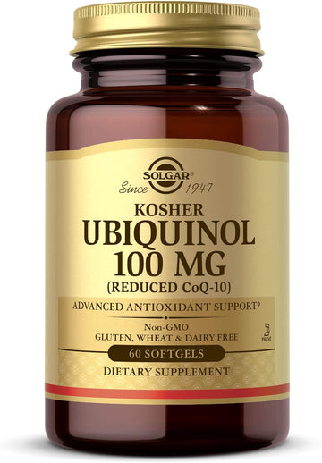 Solgar Kosher Ubiquinol 100mg, 60 Softgels - Advanced Antioxidant Support - Heart Health - Reduced Coenzyme Q10 (CoQ-10)