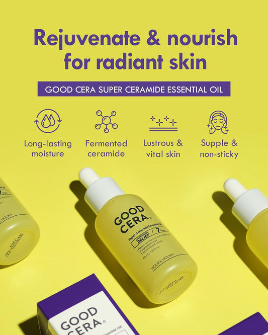 HOLIKA HOLIKA Good Cera Super Ceramide Essential Oil 1.35 . . | Intensely Hydrating Face & Skin Oil | Organic Face Moisturizer & Body Oil for Dry Skin | Fermented Ceramides Essential Oils for Face