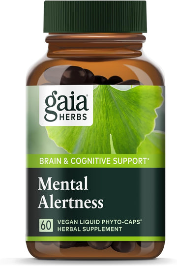 Gaia Herbs Mental Alertness - Brain Support Supplement to Help Maintain Focus & Memory* - with Eleuthero, Ginkgo Leaf, Gotu Kola, Rosemary & Oats - 60 Vegan Liq Phyto-Capsules (15-Day Supply)