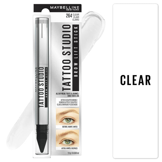 Maybelline New York TattooStudio Brow Lift Stick Makeup with Wax Conditioning Complex, Clear, 1 Count
