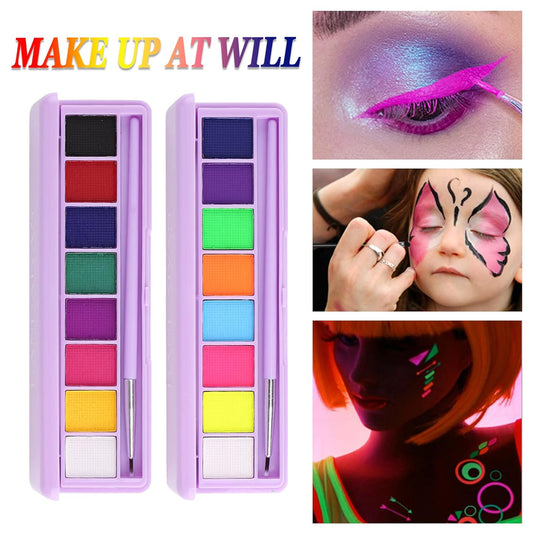 NVLEPTAP Water Activated Eyeliner Palette Liquid Eyeliner Colorful Set,Neon Rainbow Colorful Face Body Paint Colored Eyeliners,UV Glow In The Dark Eyeliner - 01+02