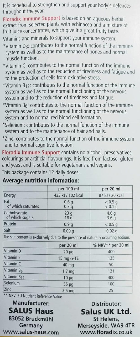 Immune Support Liquid Formula 250ml Florodix

