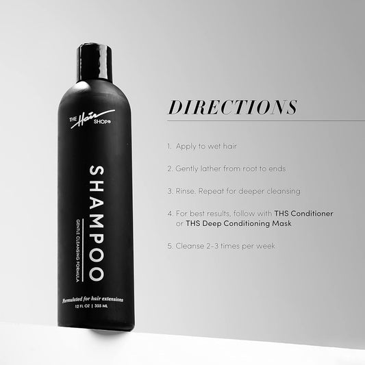 The Hair Shop Hair Extension Shampoo, Gentle Cleansing Formula Designed for Hair Extension, Paraben-Free, Color-Safe, Vegan, Infused with Chamomile Rosemary, Aloe, Cucumber and Biotin