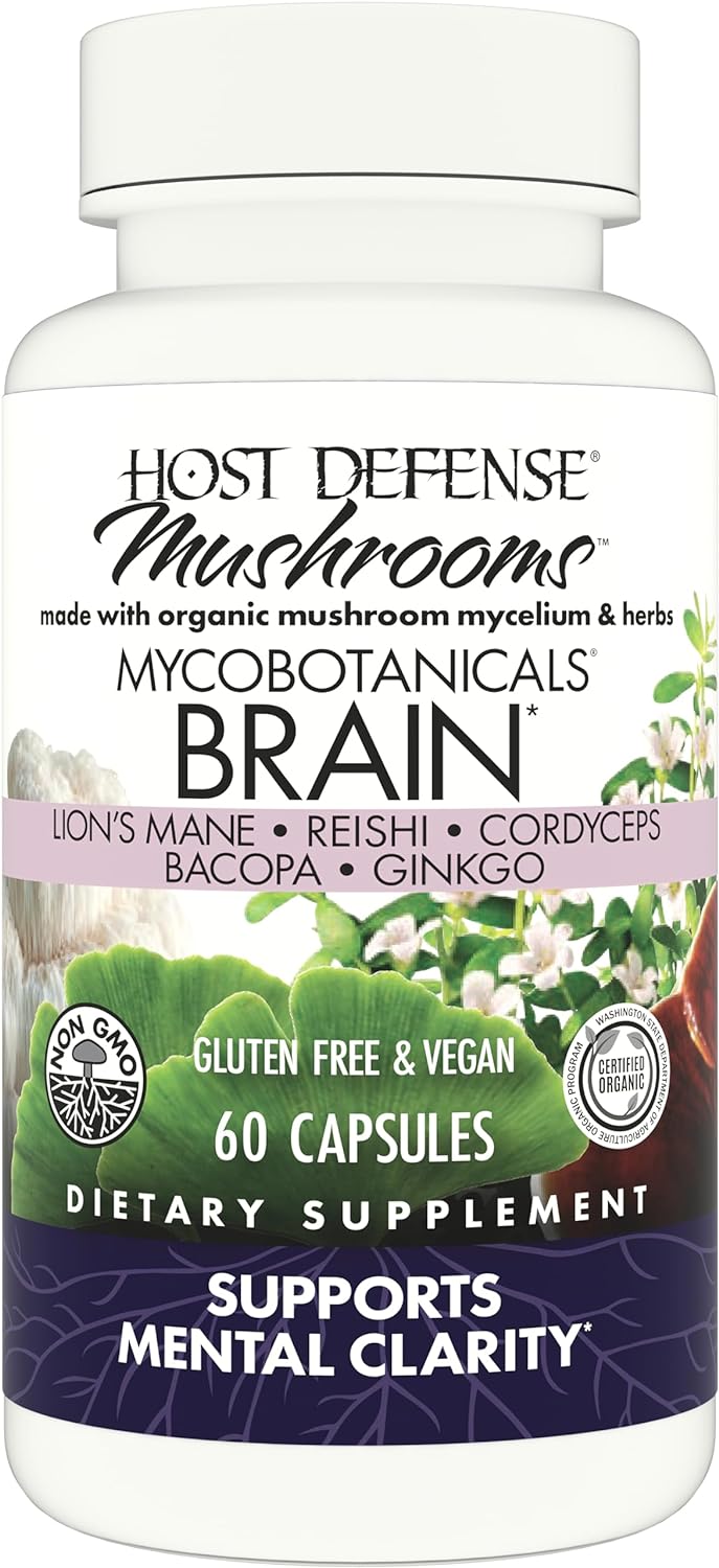 Host Defense, MycoBotanicals Brain Capsules, Promotes Concentration, M
