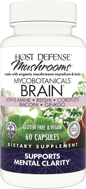 Host Defense, MycoBotanicals Brain Capsules, Promotes Concentration, M