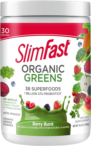 SlimFast Greens Powder, Green Superfoods with Organic Wheat Barley Gra10.86 Ounces