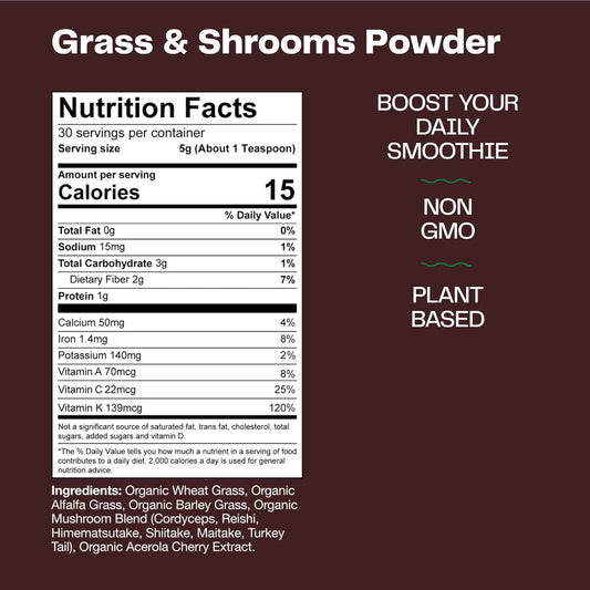 Amazing Grass Greens & Mushroom Powder Smoothie Mix: Super Greens Smoo