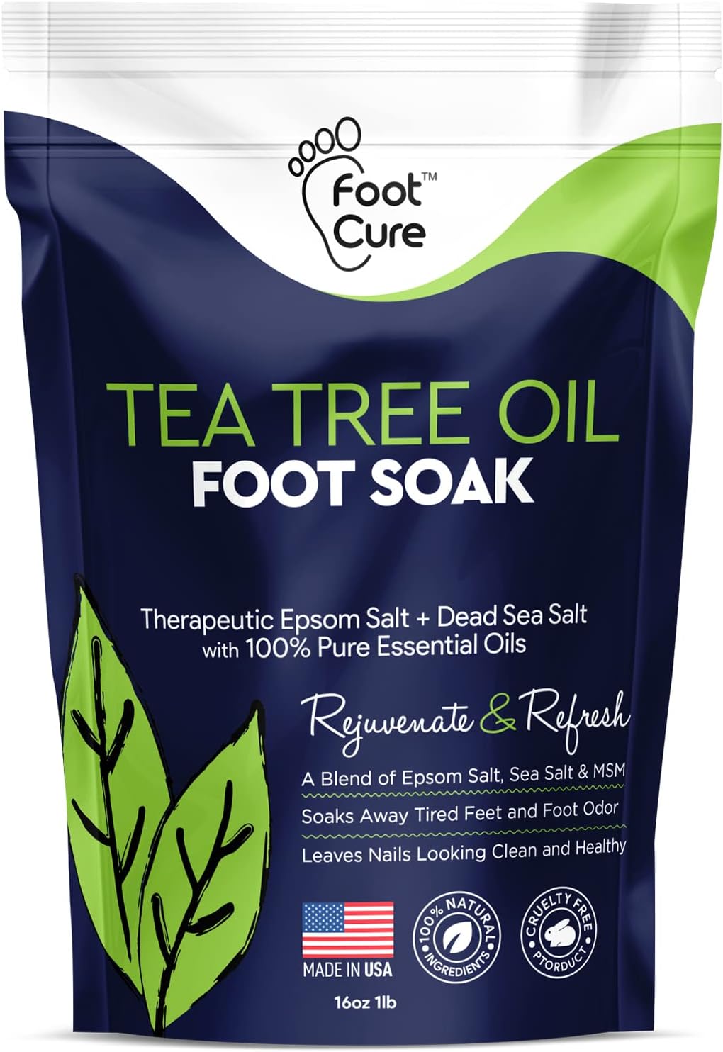 Tea Tree Oil Foot Soak with Epsom Salt - For Toenail Repair, Athletes Foot, Softens Calluses, Soothes Sore & Tired Feet, Nail Discoloration, odor Scent, Spa Pedicure Care - Made in USA 16