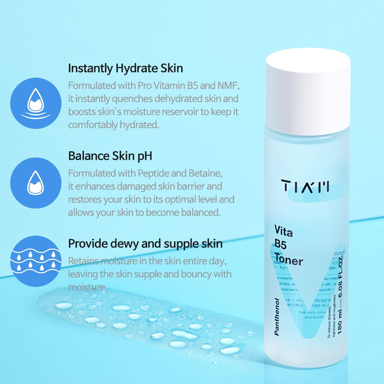 TIAM Vita B5 Toner, Deep Hydrating Toner Korean, Low pH Tone