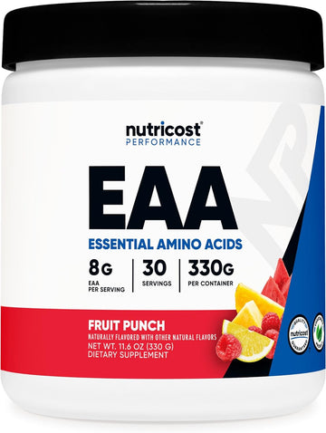 Nutricost EAA Powder 30 Servings (Fruit Punch) - Essential Amino Acids - Non-GMO, Gluten Free, Vegetarian Friendly