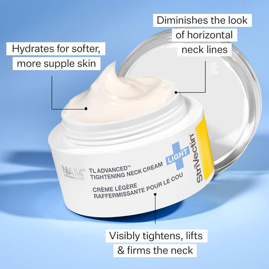 StriVectin Tighten & Lift Advanced LIGHT Neck Cream for Neck & Décolleté, Smoothing Look of Wrinkles & Fine Lines, Improves Crepey Skin, Light Texture