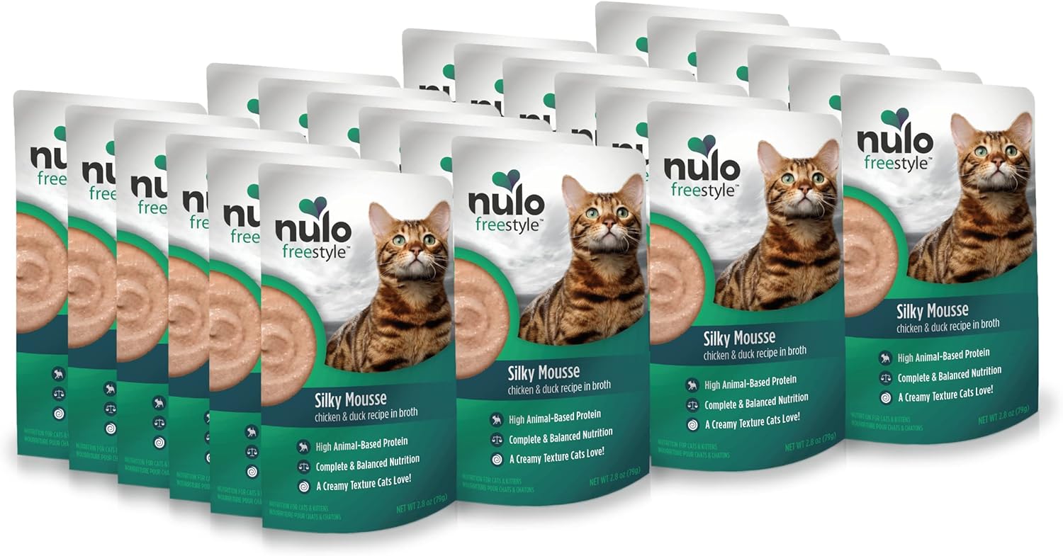 Nulo Freestyle Wet Cat Food (Pack of 24) Mousse, Smooth as Silk Texture with High Animal-Based Protein for Complete and