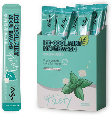 Liillya Travel Mouthwash, On The Go Single Use Mouthwash Packets Alcohol Free Mini Mouthwash for Adults Great for Work, Smokers, Hotels 20 Single Packs