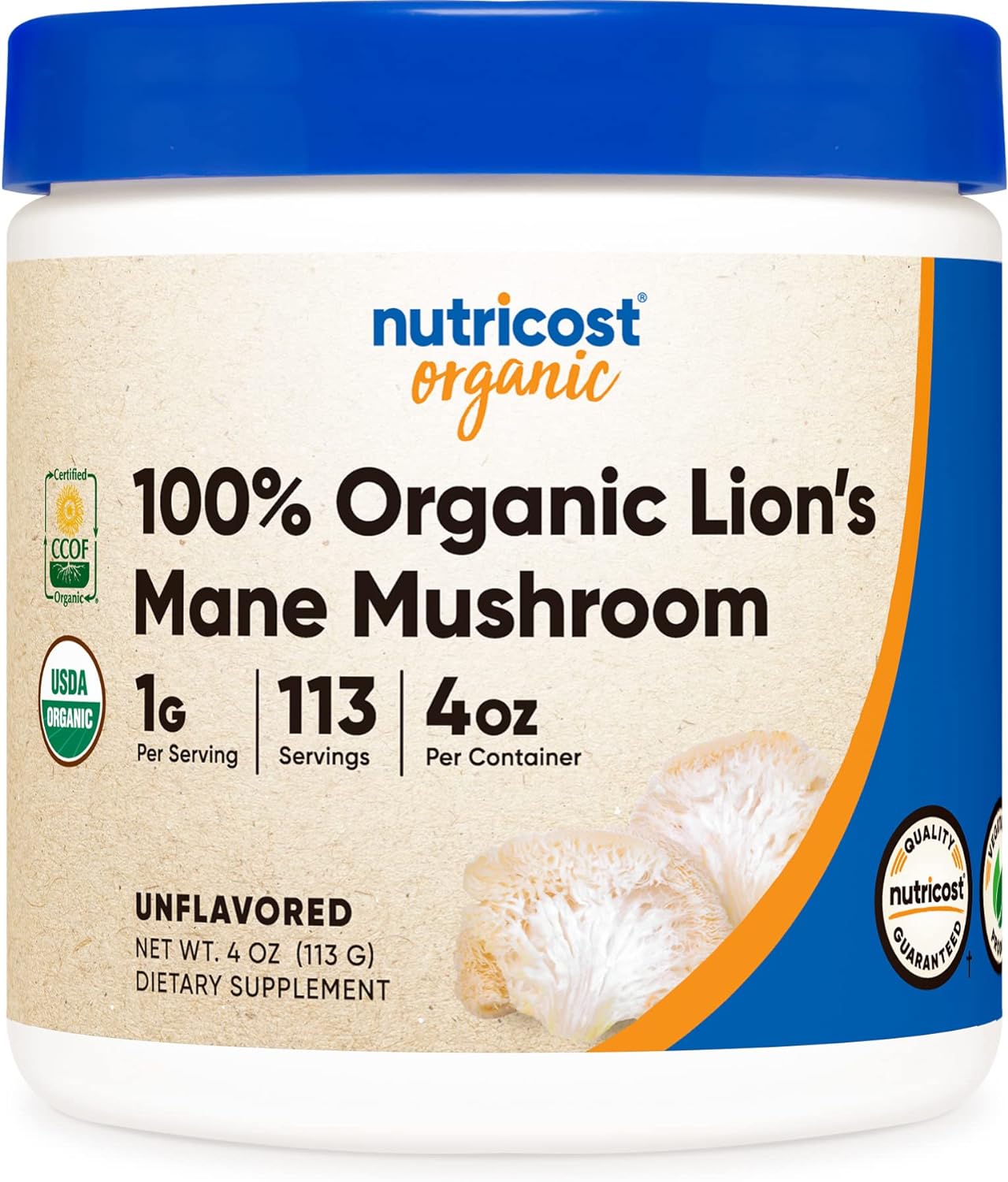 Nutricost Organic Lion's Mane Mushroom Powder 4 - Certified USDA Organic