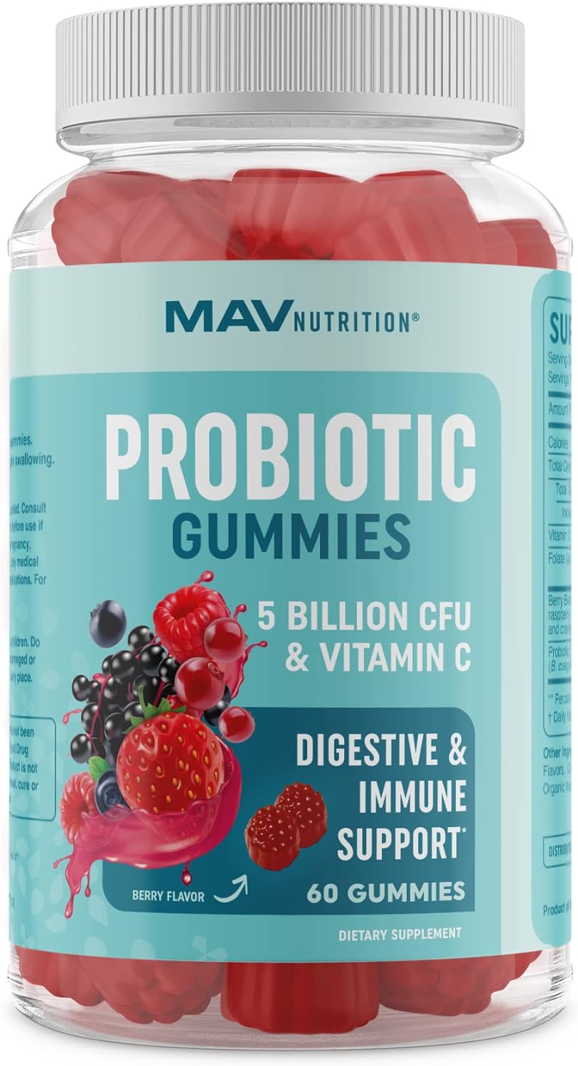 Probiotic Gummies with Vitamin C and Folic Acid | 5 Billion CFU Probio