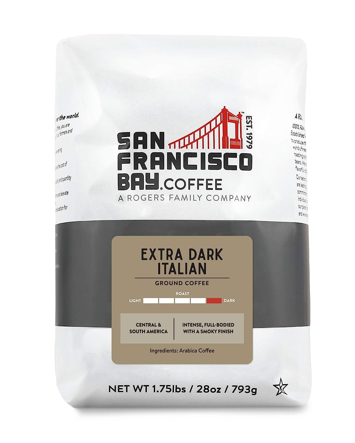 San Francisco Bay Ground Coffee - Extra Dark Italian ( Bag), Dark Roast