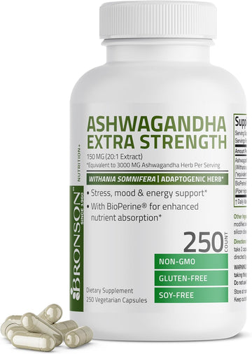 Bronson Ashwagandha Extra Strength 3000 mg Stress & Mood Support with 0.11 Ounces