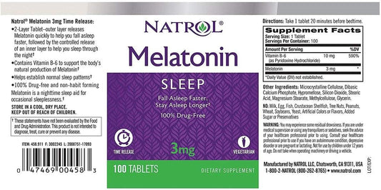 Natrol Melatonin Time Release Tablets, 3 Count
