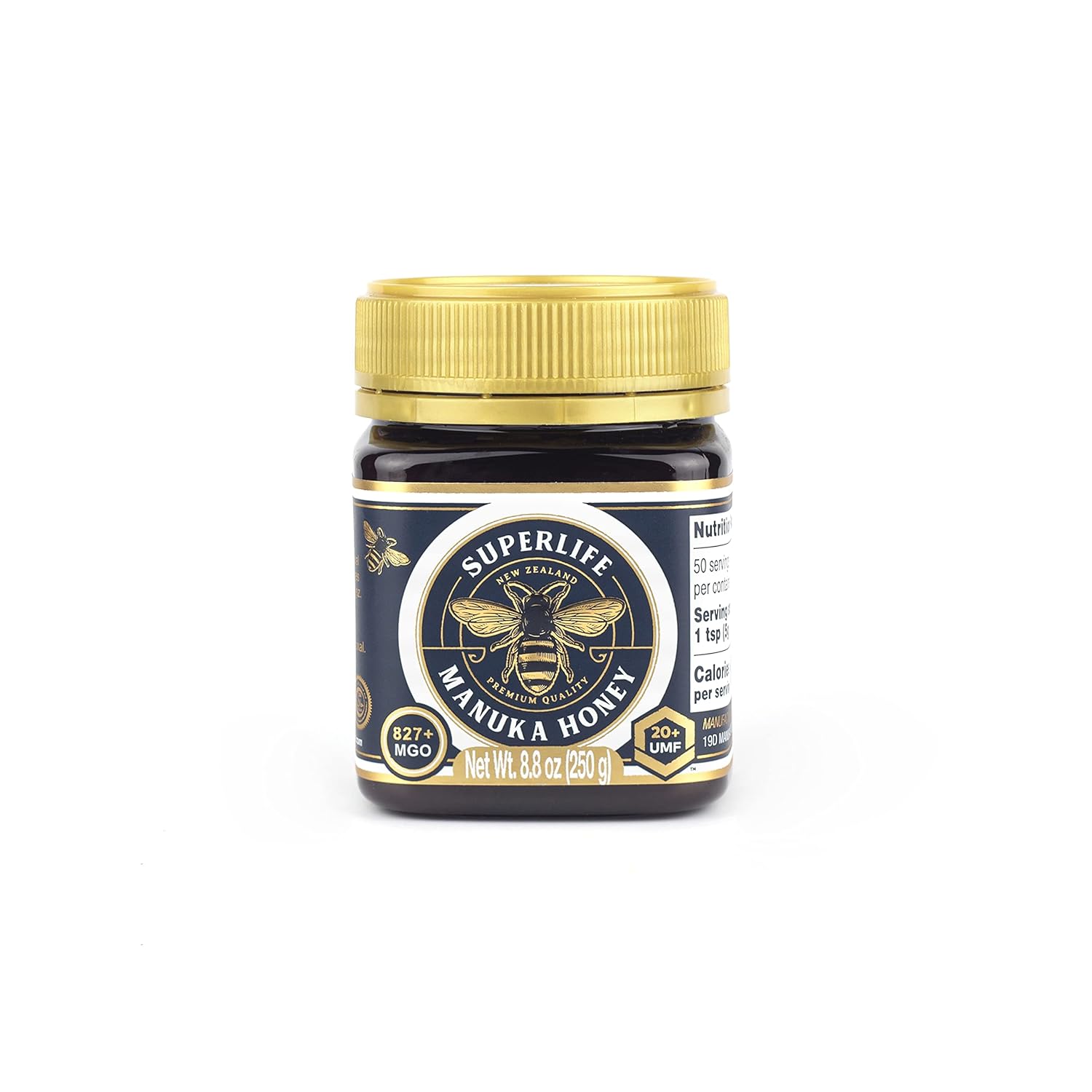 Superlife - Manuka Honey MGO 829+ (UMF 20+) 250g, Raw Honey, Pure & Unpasteurised Monofloral New Zealand Honey