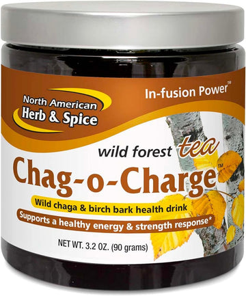 NORTH AMERICAN HERB & SPICE Chag-o-Charge - Chaga Mushroom & Birch Bark Tea - Energy & Strength, Antioxidant - 45 Servings