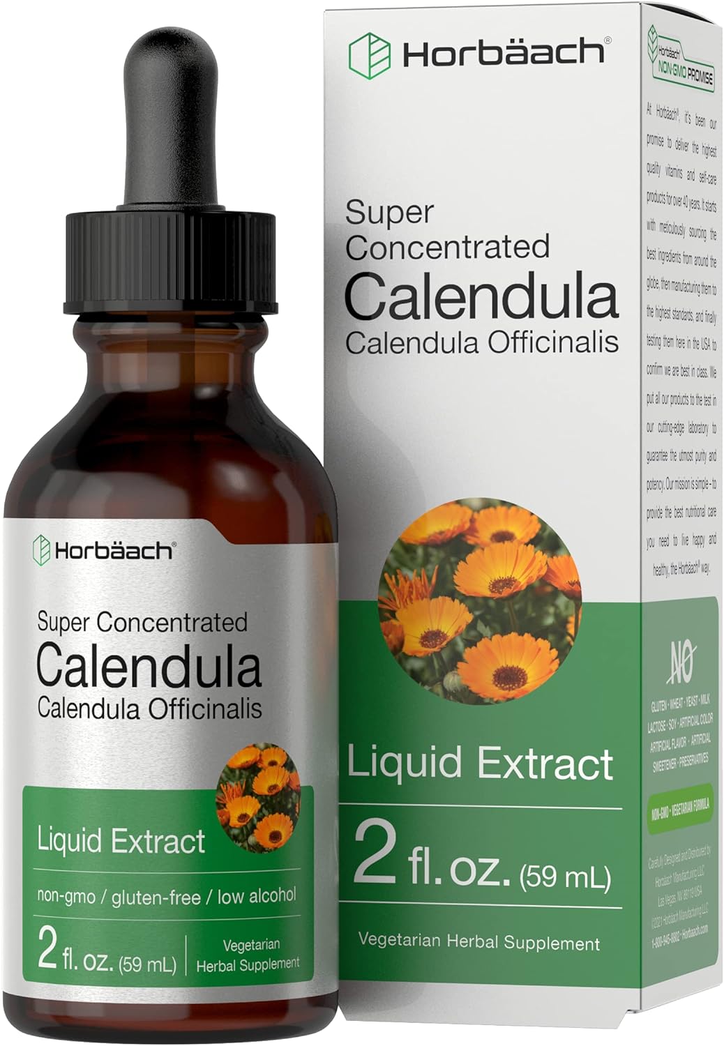 Calendula Extract Tincture | 2 fl oz | Vegetarian, Non-GMO, Gluten Fre